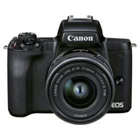 【中古】 Canon ミラーレス一眼カメラ EOS Kiss M2 標準ズームレンズキット ブラック KISSM2BK-1545