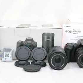 【美品 返品保証】 【シャッター回数1000回以下】キャノン Canon EOS Kiss X10 EF-S 18-55mm F4-5.6 55-250mm F4-5.6 IS STM デジタル一眼 e8315