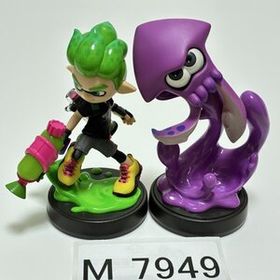 M7949 ●中古 即決●amiibo ボーイ ネオングリーン + イカ ネオンパープル (アミーボ スプラトゥーン)●Splatoon