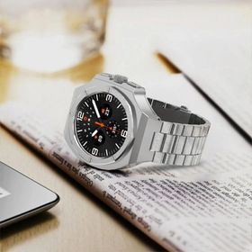 送料無料 galaxy watch 8 Classic 46mm テンレス 一体型 交換用 バンド ブラックカバーバンド プレゼント レザー メンズ galaxy watch 8 44mm 40MM バンド ga