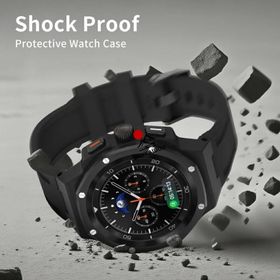 送料無料 galaxy watch 8 Classic 46mm バンド 黒いス テンレス ケース 一体型 交換用 バンド ブラックカバーバンド プレゼント レザー メンズ galaxy watch 8 4