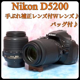 ニコン(Nikon)の☆Nikon D5200☆一眼レフカメラ☆手ぶれ補正Wレンズ☆バッグ付(デジタル一眼)