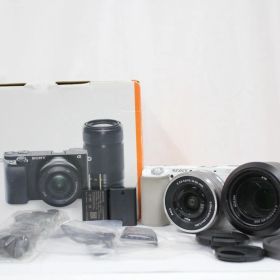 【返品保証】 【シャッター回数256回】ソニー Sony α6100 ホワイトE PZ 16-50mm F3.5-5.6 OSS 55-210mm F4.5-6.3 OSS ミラーレス一眼 e8471
