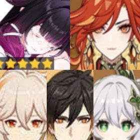 冒険者ラン10(原神）★5×5コロンビーナ➕マーヴィカ➕鍾離➕楓原万葉➕...