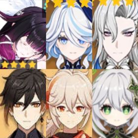 冒険者ラン10 (原神)★5×6 コロンビーナ➕ フリーナ➕ヌヴィレット➕...