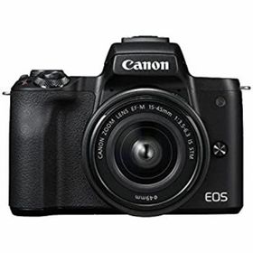 【中古】キヤノン EOS Kiss M 【EF-M15-45 IS STM レンズキット】 (ブラック/ミラーレス一眼カメラ) EOSKISSMBK1545ISLK(ミラーレス一眼)