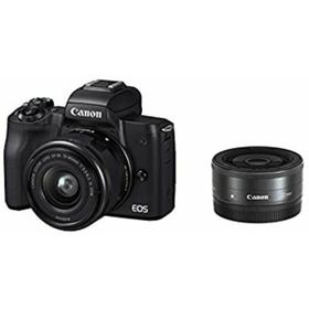 Canon ミラーレス一眼カメラ EOS Kiss M ダブルレンズキット ブラック EOSKISSMBK-WLK(ミラーレス一眼)
