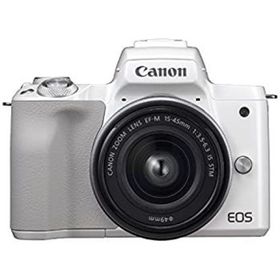 【中古】キヤノン EOS Kiss M 【EF-M15-45 IS STM レンズキット】 (ホワイト/ミラーレス一眼カメラ) EOSKISSMWH1545ISLK(ミラーレス一眼)