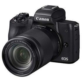 【中古】Canon ミラーレス一眼カメラ EOS Kiss M 高倍率ズームキット ブラック EOSKISSMBK-18150ISSTM(ミラーレス一眼)