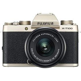 【中古】富士フイルム(FUJIFILM) ミラーレス一眼 X-T100レンズキット シャンパンゴールド X-T100LK-G(ミラーレス一眼)