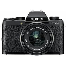 【中古】「非常に良い」FUJIFILM ミラーレス一眼 X-T100レンズキット ブラック X-T100LK-B(ミラーレス一眼)