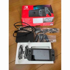 ニンテンドースイッチ(Nintendo Switch)の美品 ニンテンドースイッチ 本体 箱付きJoy-Con(L)/(R) グレー(家庭用ゲーム機本体)
