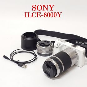 ソニー(SONY)の【美品】SONY ILCE-6000Y デジタル一眼カメラ ダブルレンズキット(ミラーレス一眼)
