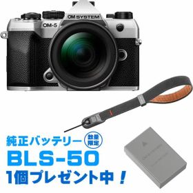 今なら純正スペアバッテリープレゼント！ OM SYSTEM オーエムシステム OM-5 Mark II 12-45mm F4.0 PROレンズキット シルバー＋P-CB-296(ディープグレー) セット