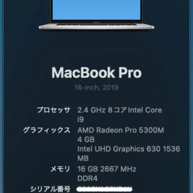 MacBook Pro 16-inch, 2019 i9 本体