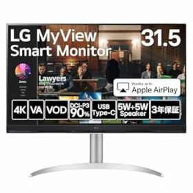 【中古】LG スマートモニター ／ 32SQ730S-W 31.5インチ／作業効率アップ、ビジネス、映画、VOD視聴／ 4K ／ webOS22搭載 ／ VA／アンチグレア／AirPlay