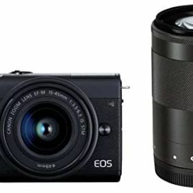 【中古】「非常に良い」Canon ミラーレス一眼カメラ EOS M200 ダブルズームキット ブラック EOSM200BK-WZK