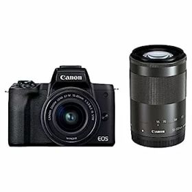 【中古】Canon ミラーレス一眼カメラ EOS Kiss M2 ダブルズームキット ブラック KISSM2BK-WZK