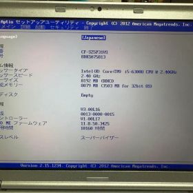 ジャンク品Panasonic CF-SZ5 ノートPC本 SSDなし
