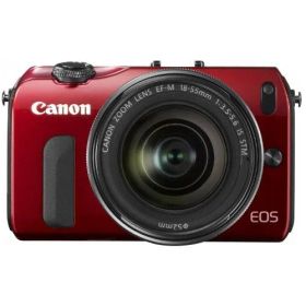 【中古】「非常に良い（無料延長保証）」Canon ミラーレス一眼カメラ EOS M レンズキット EF-M18-55mm F3.5-5.6 IS STM付属 レッド EOSMRE-18-55ISSTMLK