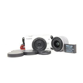 【返品保証】 キャノン Canon EOS M10 ホワイト EF-M 22mm F2 STM EF-M 15-45mm F3.5-6.3 IS STM ミラーレス一眼 e7123