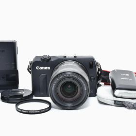 [並品] Canon EOS M EF-M 18-55mm F3.5-5.6 IS STM ミラーレスカメラ ブラック フラッシュ付き #2827056A
