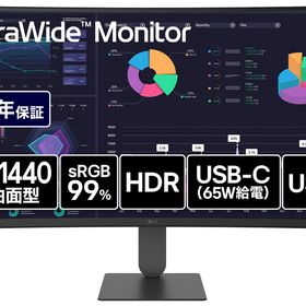 LGエレクトロニクス｜エルジー 34U640B-B ゲーミング液晶ディスプレイ(34型/曲面型/VA/UWQHD 3440×1440/144Hz/HDR/HDMI/DP/USB Type-C/3