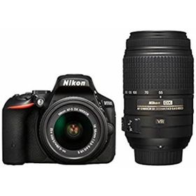 【中古】Nikon デジタル一眼レフカメラ D5500 ダブルズームキット ブラック 2416万画素 3.2型液晶 タッチパネルD5500WZBK(デジタル一眼)