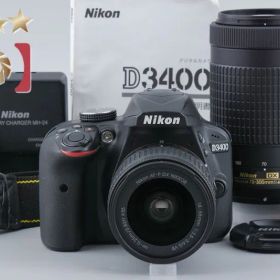 【中古】Nikon ニコン D3400 ブラック ダブルズームキット