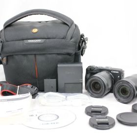 【美品 返品保証】 キャノン Canon EOS M3 ブラック EF-M 18-55mm F3.5-5.6 55-200mm F4.5-6.3 IS STM ミラーレス一眼 e8417