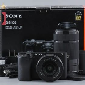 【中古】SONY ソニー α6400 ILCE-6400 ダブルズームレンズキット ブラック シャッター回数僅少 元箱付き