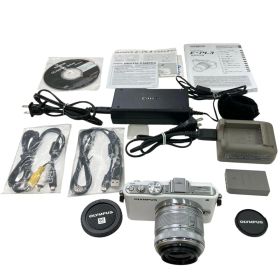 186000 OLYMPUS オリンパス 本体 充電器 付属品 PEN 説明書付き 通電確認済み バッテリー E-PL3 ホワイト ミラーレス一眼 レンズ付き