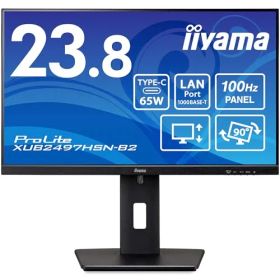 iiyama モニター ディスプレイ ProLite XUB2497HSN-B2 23.8インチ フルHD USB Type-C IPS方式 高さ調整 角度調整 縦回転 HDMI DisplayPort LANポート 3年 国内サポート
