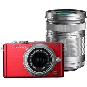 オリンパス ミラーレス OLYMPUS PEN Lite E-PL3 ダブルズームキット レッド 中古 新品SDカード付き 届いてすぐに使える