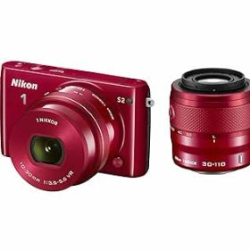 【中古】Nikon ミラーレス一眼 Nikon1 S2 ダブルズームキット レッドS2WZRD