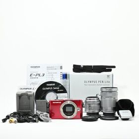 1110＜良品＞ OLYMPUS ミラーレス一眼 PEN Lite E-PL3 ダブルズームキット E-PL3 DZKIT [レッド]