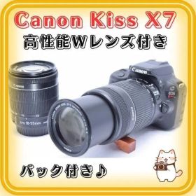 Canon EOS kiss X7 Ｗレンズキット バッテリー2個、バック付き✨