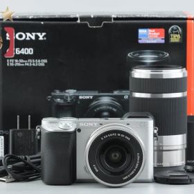 【中古】SONY ソニー α6400 ILCE-6400 シルバー ダブルズームレンズキット シャッター回数僅少 元箱付き