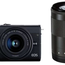 【中古】Canon ミラーレス一眼カメラ EOS M200 ダブルズームキット ブラック EOSM200BK-WZK当店保証30日間 人気モデル 高画質 売れ筋
