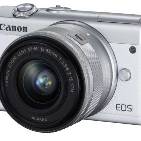【中古】Canon ミラーレス一眼カメラ EOS M200 標準ズームキット ホワイト EOSM200WH-1545ISSTMLK当店保証30日間 人気モデル 高画質 売れ筋