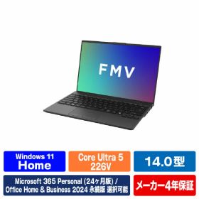 富士通 14型WUXGA/Core Ultra 5 226V/Arcグラフィックス 130V/メモリ16GB/約512GB SSD/WiFi 7 e angle select FMV Note U ピクトブラック FMVU59L1B6 [FMVU59L1B6]【RNH】