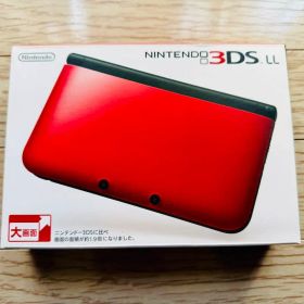 美品 3dsll レッド×ブラック アダプターと交換外装付き