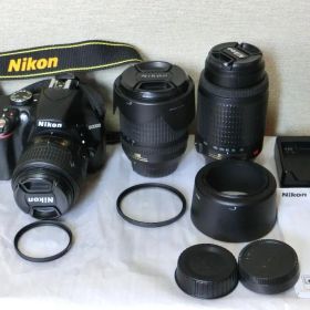NIKON D3300 レンズ3本、付属あり （ブラック）