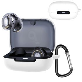 新品 BUITFOU For Anker Soundcore C40i ケース C40i 保護カバー C40i ケース 柔らかい シリコン製 落下防止 キズ防止 耐衝撃 防塵 軽量 装着充電可能 カラビナ付き 紛失防止(ホワイト)
