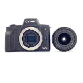 キヤノン(Canon)の【全額返金保証】【最速発送】Canon デジタル一眼 EOS Kiss M EF-M15-45 IS STM レンズキット [ブラック] 動作確認済(ミラーレス一眼)