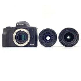 キヤノン(Canon)の【全額返金保証】【最速発送】Canon デジタル一眼 EOS Kiss M ダブルズームキット [ブラック] 動作確認済(ミラーレス一眼)