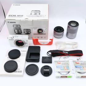 Canon キヤノン EOS M10 ダブルズームキット(ホワイト) EF-M15-45mm EF-M55-200mm 付属 #260215_ 461032003432