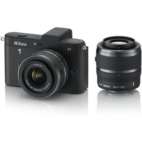 ニコン Nikon 1 V1 10-30mm 30-110mm ダブルズームキット ブラック ミラーレス一眼 カメラ 中古