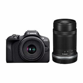 【中古】「ほぼ新品」Canon ミラーレス一眼カメラ EOS R100 ダブルズームキット(RF-S18-45+RF-S55-210) ブラック/APS-C/約356g EOSR100-WZK