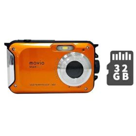 【中古】（新古品） movio 500万画素 防水デジタルカメラ MicroSD32GBセット MWP200SET2